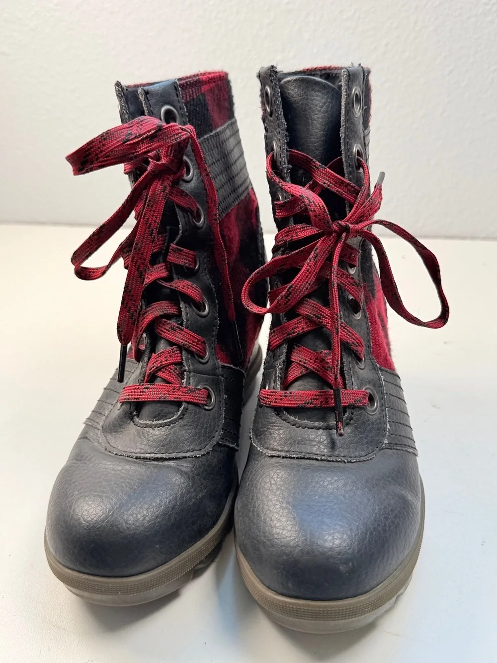 Sorel Joan of Arctic Wedge II Buffalo Plaid Waterproof Boots Womens US 3 EU 34